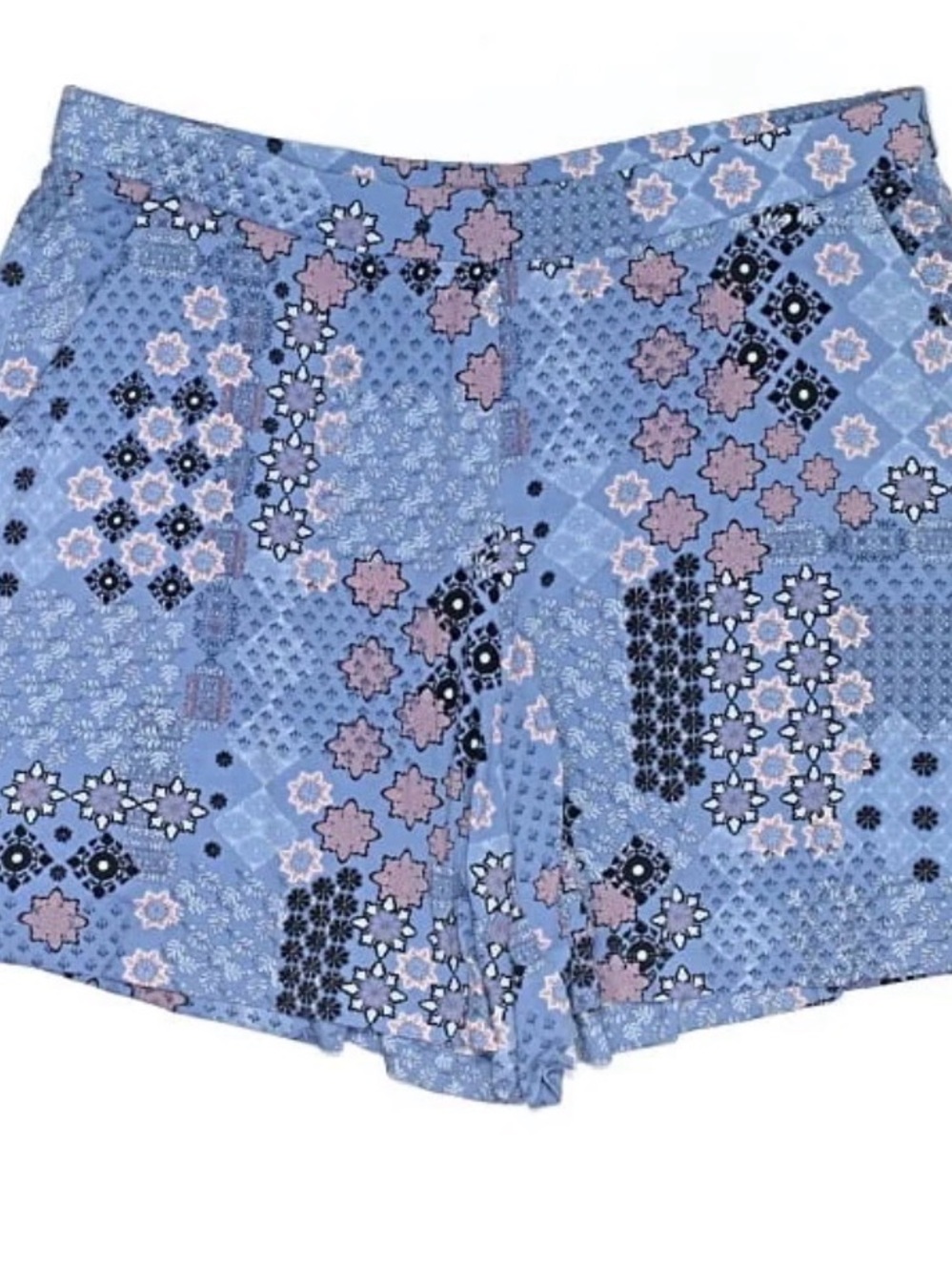 J. Jill Light Blue Patchwork Floral High-Waist Shorts